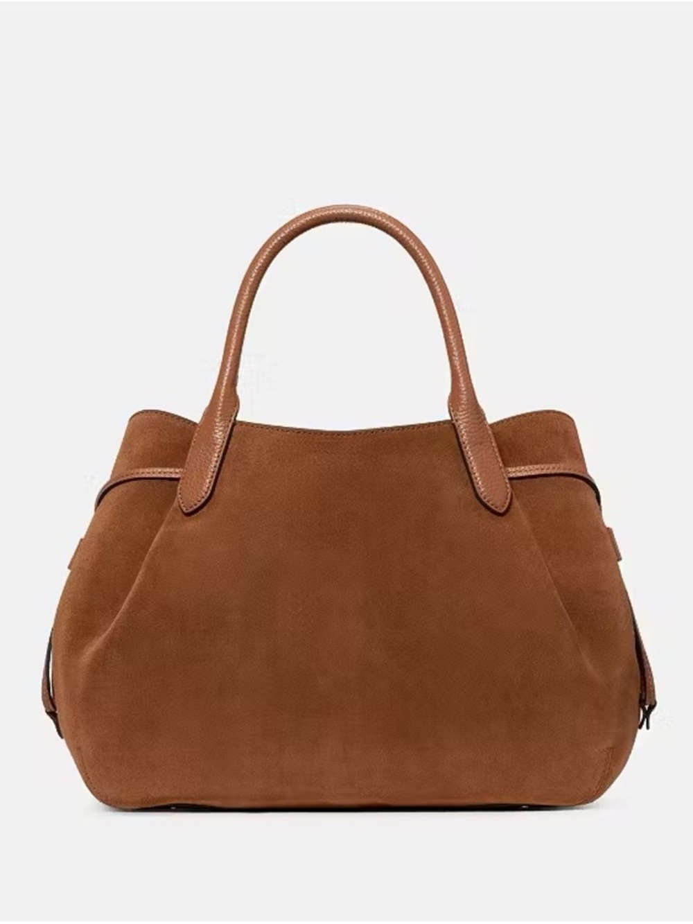 Kate Spade Dumpling Large Suede Satchel Crossbody Bag Warm Gingerbread - Picture 3 of 5